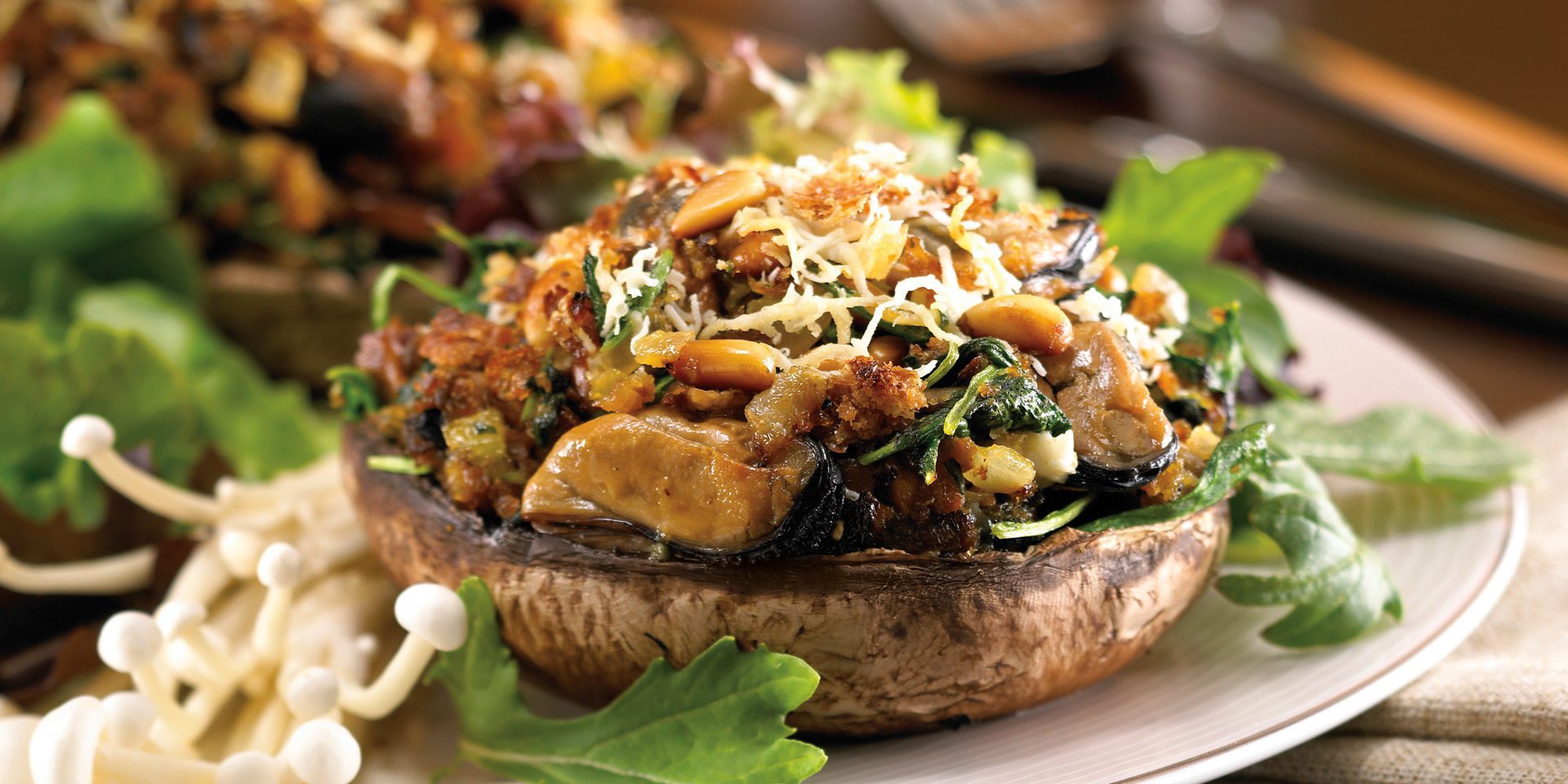 Stuffed Portabello Mushrooms with Mussels - Clover Leaf