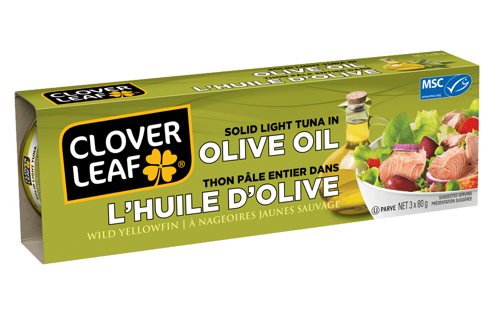 Solid Light Tuna – Yellowfin in Olive Oil, Tri-pack - Clover Leaf